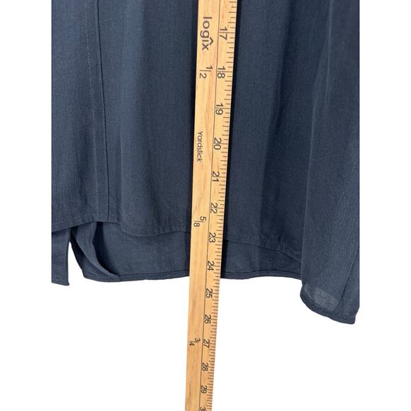 Meg Shop Boxy Silk Top Blue XS 3/4 Dolman Sleeve Split Back Luxury - Picture 6 of 10